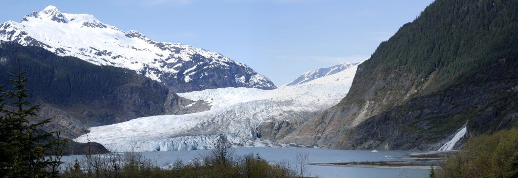 Juneau Alaska glacier waterfall panoramic
