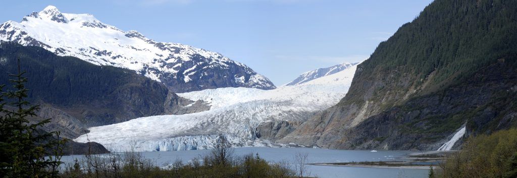 Juneau Alaska glacier waterfall panoramic