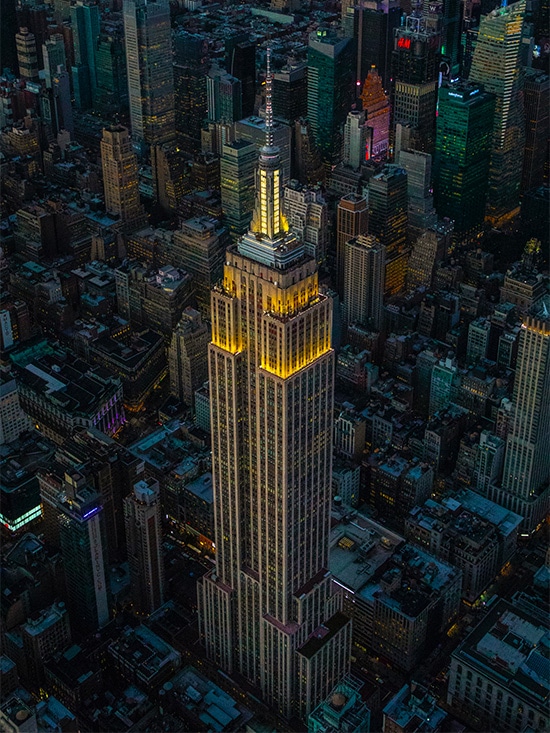 vue empire state building depuis ciel nuit