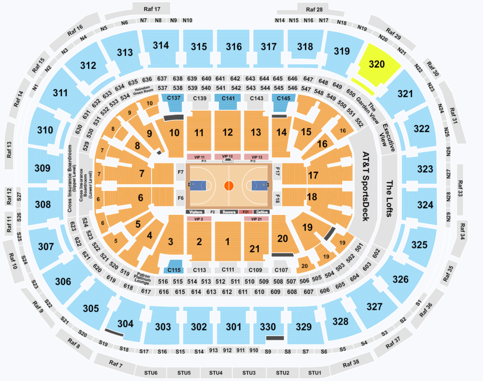 Plan du stade TD Garden